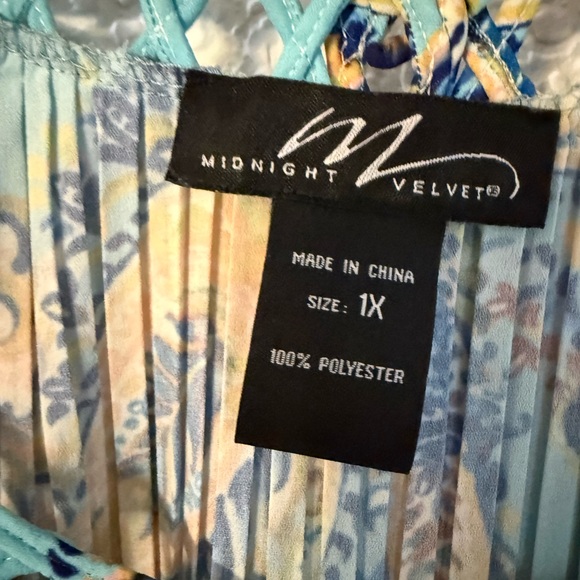 Midnight Velvet Teal Paisley Cold-Shoulder Pleated Blouse - Picture 2 of 16